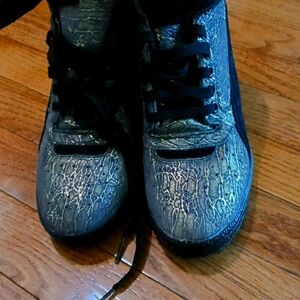 PUMA Sky High Wedge Hi-Top Sneaker Iridescent Black Gold size 7